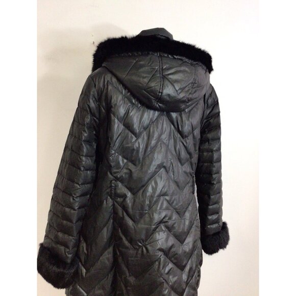 Via Spiga Down Jacket Puffer Coat Real Fur Trim Womens Large - Picture 4 of 8